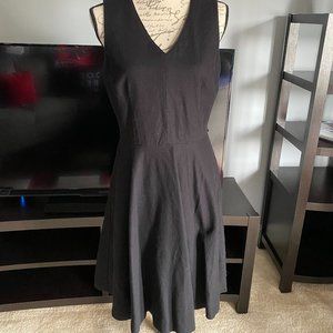 WHBM V-Neck Black Skater Flare Dress, Size 8